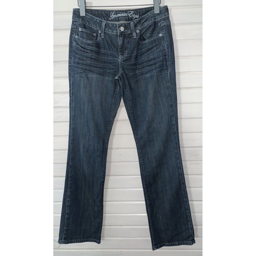 American Eagle Outfitters Sz 4 True Boot Selvedge Jeans Vintage Dark Wash EUC